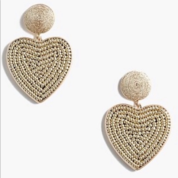 J. Crew Jewelry - J. Crew Beaded Gold Heart Earrings